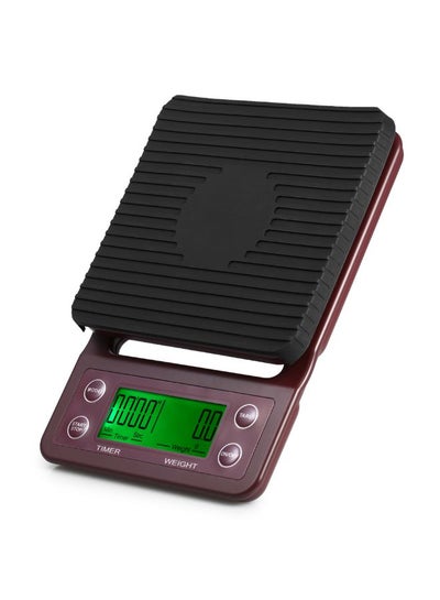 Electric LCD Display Coffee Drip Scale With Timer and Tare Function Burgundy
