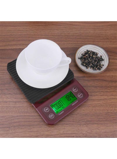 Electric LCD Display Coffee Drip Scale With Timer and Tare Function Burgundy