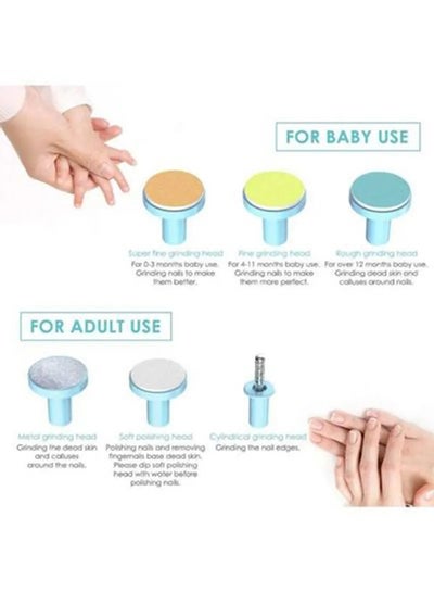 Electric Nail File Trimmer With Vibration Motor and Different Grinding and Polishing Heads for Newborn- 7 pieces