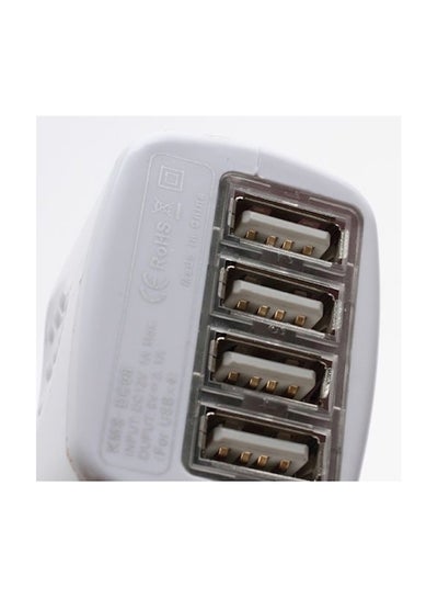 4-Port USB Car Charger White