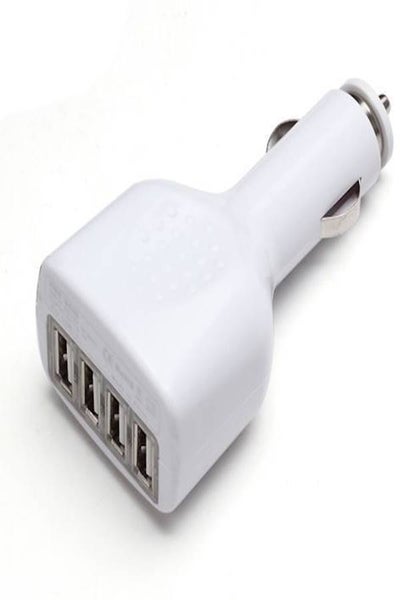 4-Port USB Car Charger White
