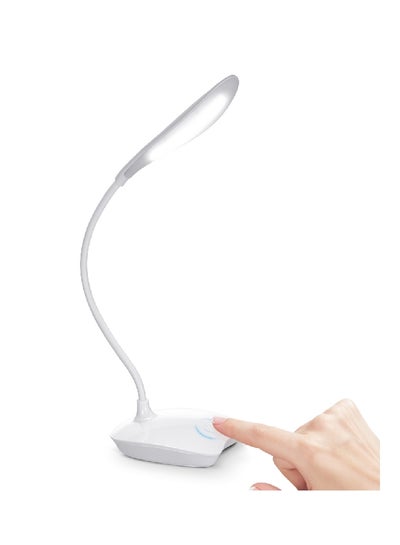 مصباح LED خفيف الوزن وقابل لإعادة الشحن عبر USB مع تحكم باللمس وخرطوم مرن قابل للدوران 360 درجة أبيض 16x8x11.8سنتيمتر