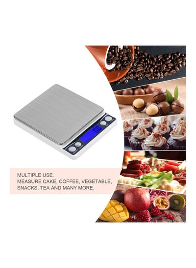 Digital Electronic Scales Silver/White/Black 10.2x12.5x2centimeter