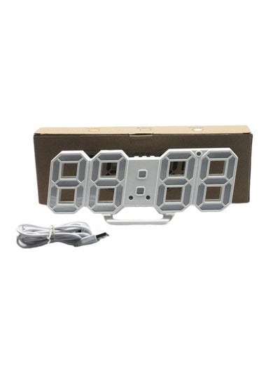 3D LED Table Clock Number Design Show Temperature Date Living Room Clock White