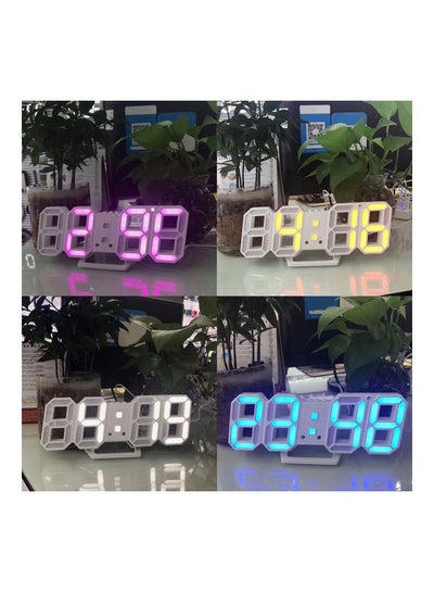3D LED Table Clock Number Design Show Temperature Date Living Room Clock White
