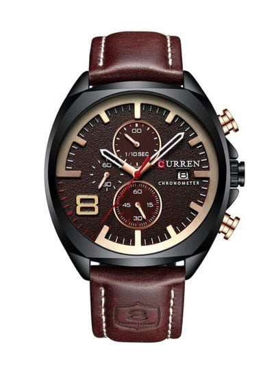 men Leather Chronograph Watch 8324