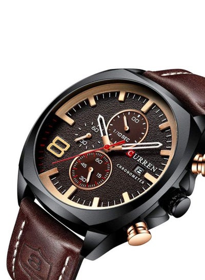 men Leather Chronograph Watch 8324