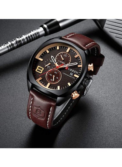 men Leather Chronograph Watch 8324