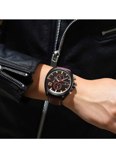 men Leather Chronograph Watch 8324