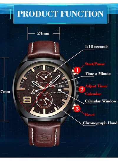 men Leather Chronograph Watch 8324