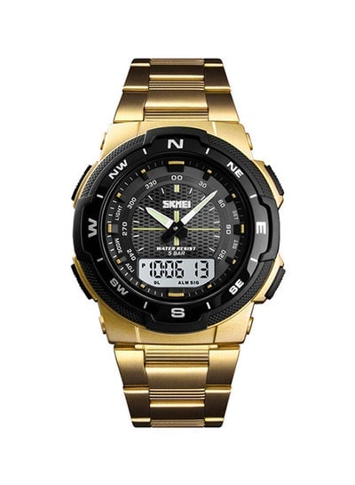 men Metal Analog & Digital Wrist Watch WH-1370 - 49 mm - Gold
