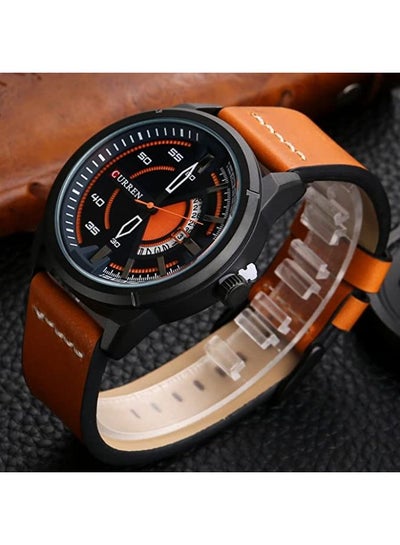 Men's Water Resistant Leather Analog Watch 8298