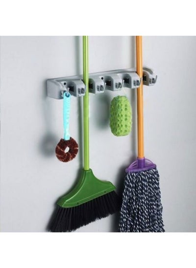 Wall Mounted Mop And Brush Broom Hanging Holder Gray