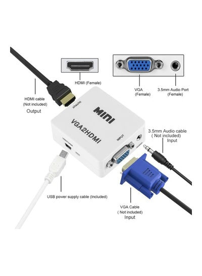 محول VGA إلى HDMI AV باللون الأبيض
