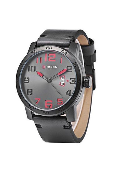 Men's Leather Analog Wrist Watch 8254-BKBK