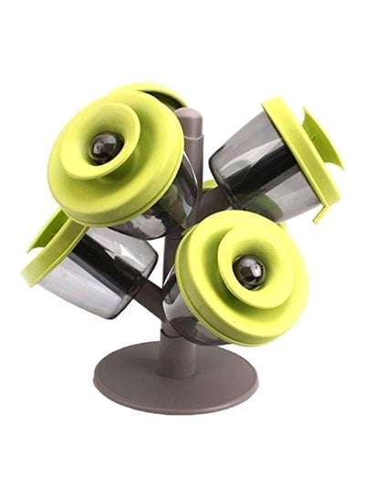 6-Piece Pop Up Spice Rack Set Black/Green