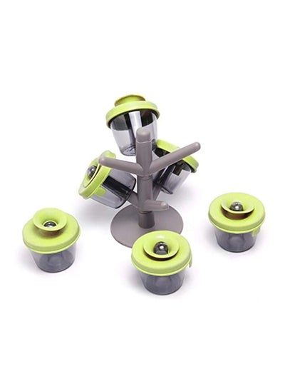 6-Piece Pop Up Spice Rack Set Black/Green