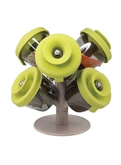 6-Piece Pop Up Spice Rack Set Black/Green