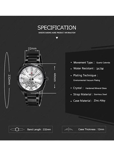 men Water Resistant Analog Watch NF9038 B/W