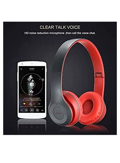 P47 Bluetooth Wireless Over The Head Headphones Red/Black