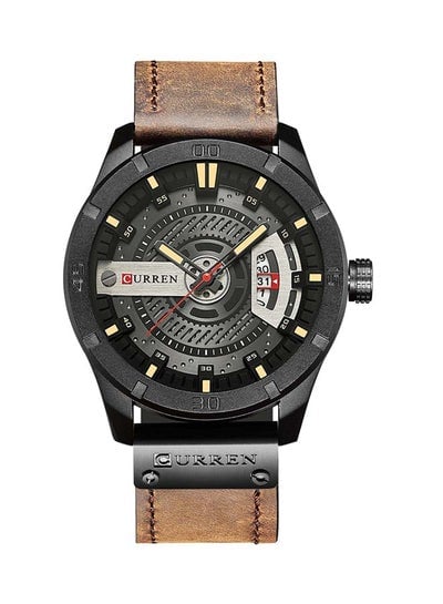 men Round Leather Wrist Watch M-8301-2