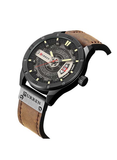 men Round Leather Wrist Watch M-8301-2