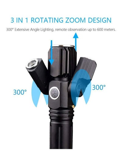 Electric LED Torch With 3 Head Black 14.6centimeter