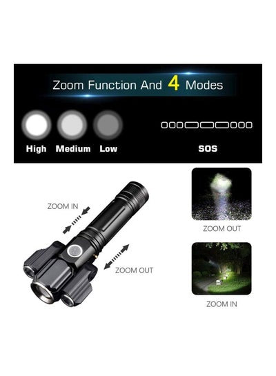 Electric LED Torch With 3 Head Black 14.6centimeter