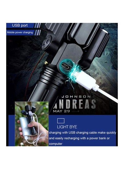 Electric LED Torch With 3 Head Black 14.6centimeter