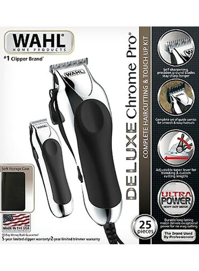 Deluxe Chrome Pro Hair Beard Clipping And Trimming Black/Silver