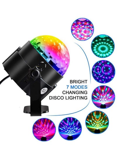 كرة ديسكو سحرية صغيرة بإضاءة LED باللون الأحمر والأخضر والأزرق أسود 8.3x9سنتيمتر