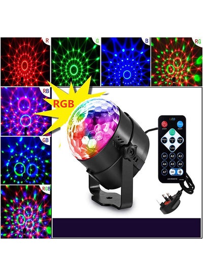 كرة ديسكو سحرية صغيرة بإضاءة LED باللون الأحمر والأخضر والأزرق أسود 8.3x9سنتيمتر