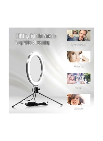 ضوء حلقة LED مع حامل ثلاثي القوائم باللون الأسود