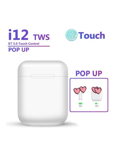 سماعات أذن بلوتوث i12 TWS باللون الأبيض