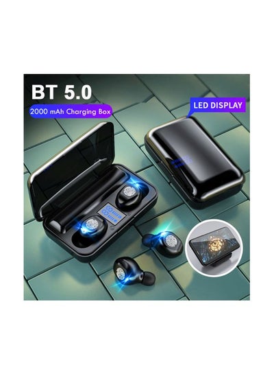 Bluetooth Fingerprint Sensor Earbuds With Charging Box Black