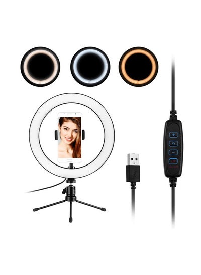 Mini LED Ring Light with Tripod Stand Black