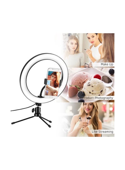 Mini LED Ring Light with Tripod Stand Black