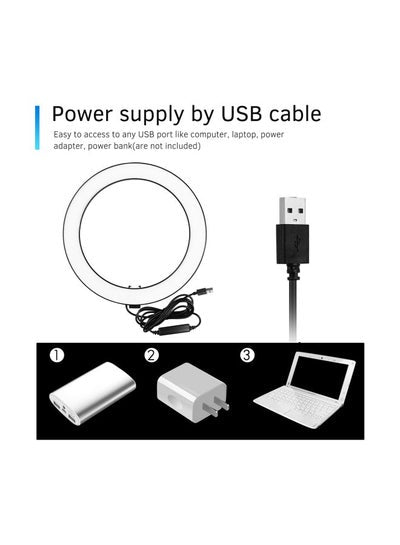Mini LED Ring Light with Tripod Stand Black
