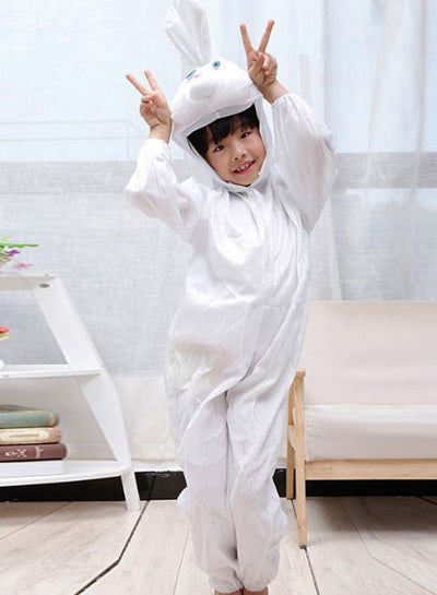 Rabbit Plush Attached Head Zip Closure Costume 105cm
