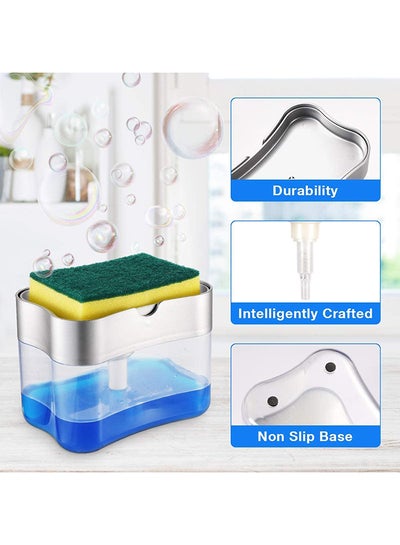 2-in-1 Dishwasher Soap Dispenser With Sponge Multicolor -cm