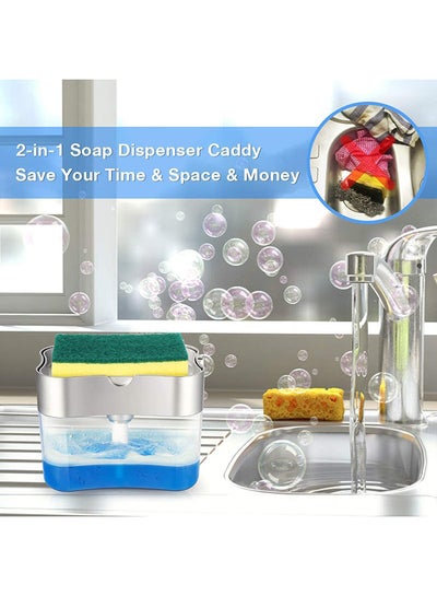 2-in-1 Dishwasher Soap Dispenser With Sponge Multicolor -cm