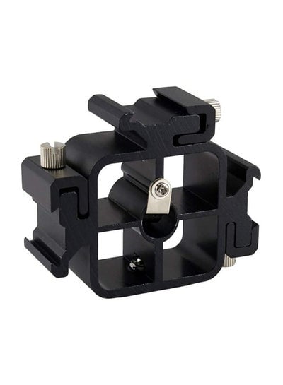 Multi-Functional Three-Head Shoe Flash Camera Bracket Black