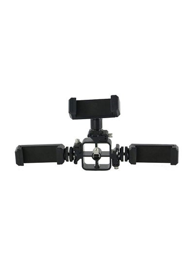 Multi-Functional Three-Head Shoe Flash Camera Bracket Black