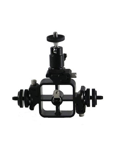 Multi-Functional Three-Head Shoe Flash Camera Bracket Black