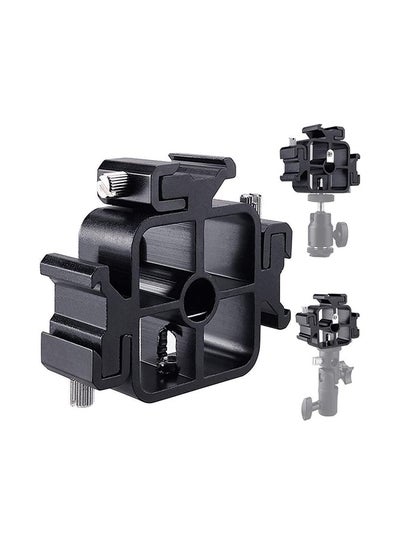 Multi-Functional Three-Head Shoe Flash Camera Bracket Black