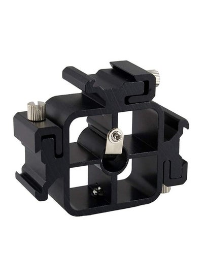 Multi-Functional Three-Head Shoe Flash Camera Bracket Black