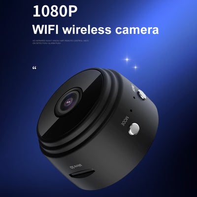 تطبيق كاميرا لاسلكية صغيرة بدقة 1080 بكسل واي فاي مع جهاز تحكم عن بعد لأمن المنزل باللون الأسود