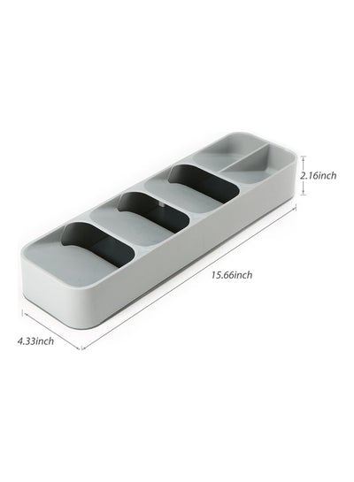 Tableware Storage Box Kitchen Drawer Storage Box Tray for Cutlery Soup Spoon Knife and Fork Partition Organizer for Party Restaurant Grey 40*6*12cm