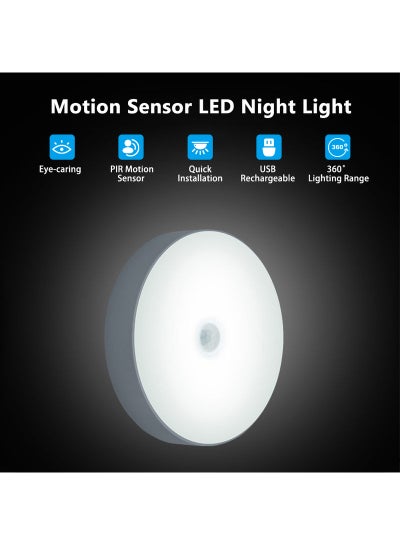 Motion Sensor USB Round Night Lamp White 11.00x2.30x9.00cm