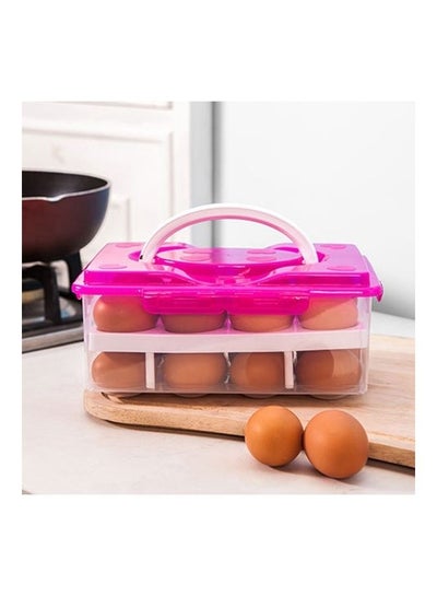 Portable Double-layer 24 Grid Anti-collision Egg Fresh Keeping Storage Box Green 25*25*25cm